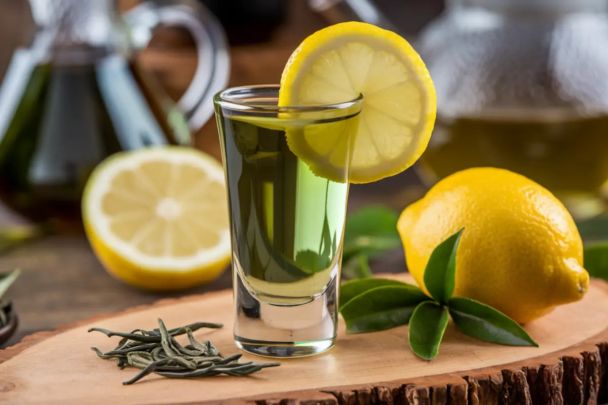 What are the ingredients in a green tea shot?