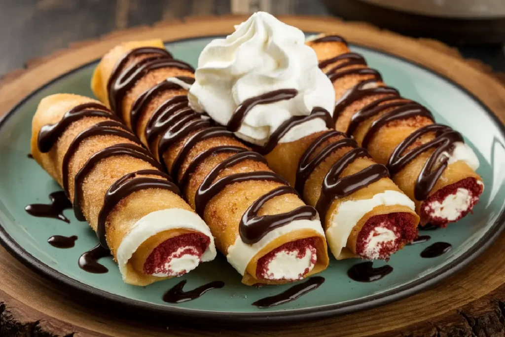 red velvet cheesecake egg rolls