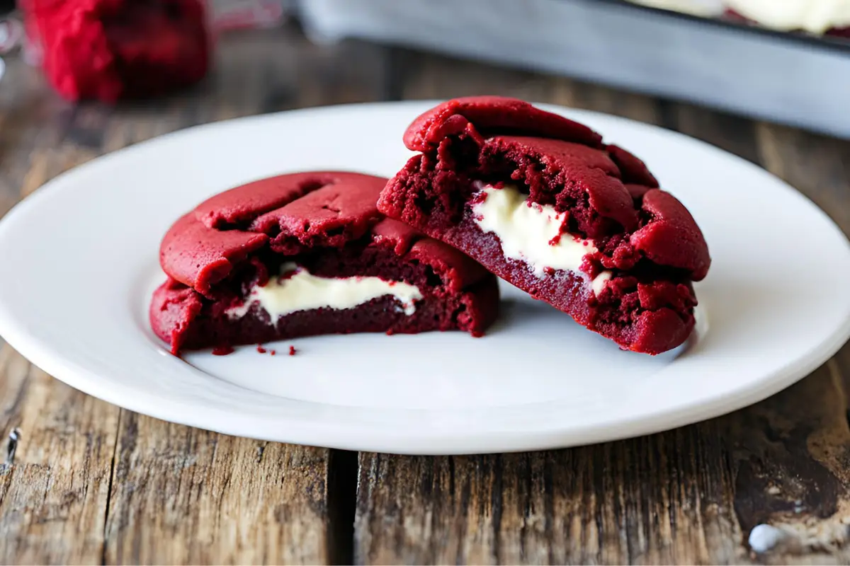 Cheesecake Stuffed Red Velvet Cookies