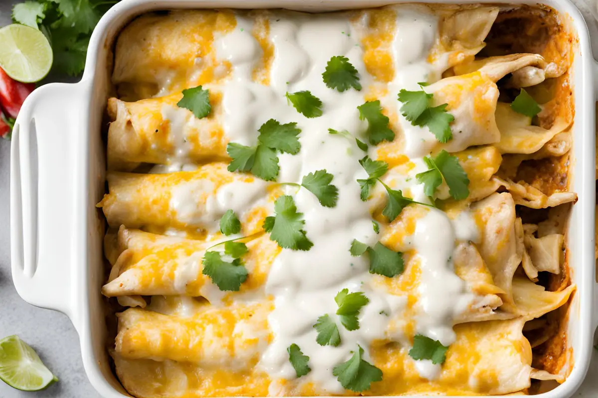 Chicken Enchiladas with Sour Cream White Sauce