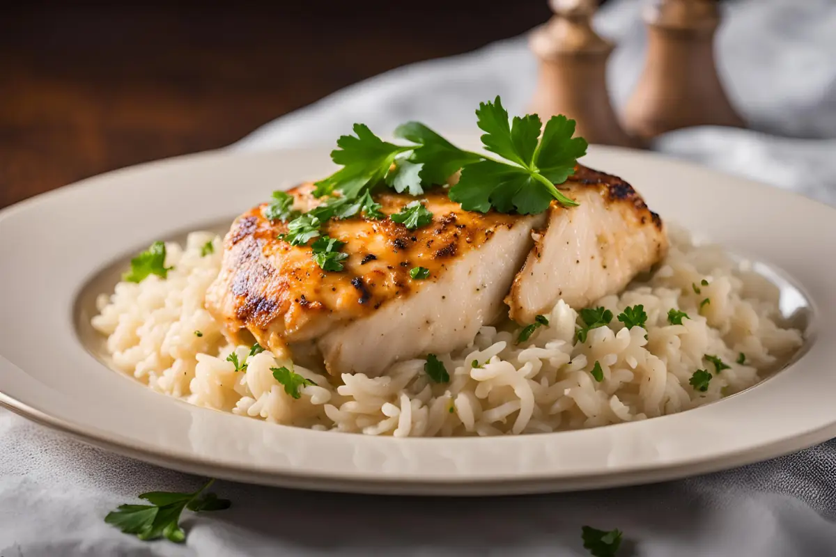 Chicken with Garlic Parmesan Rice