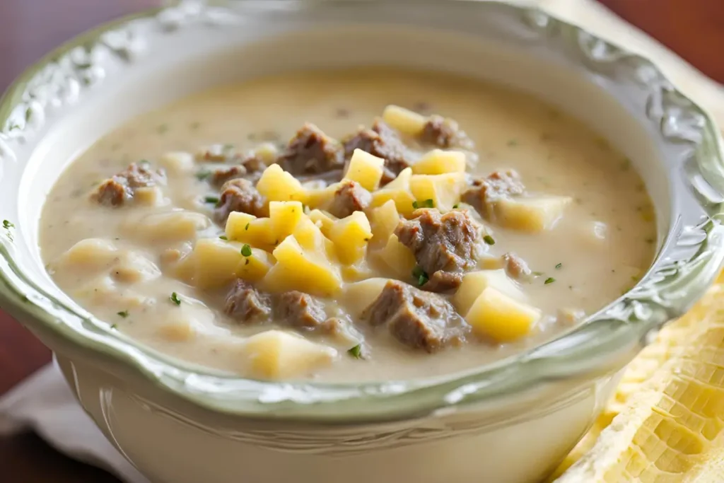 Crockpot Creamy Potato & Hamburger Soup